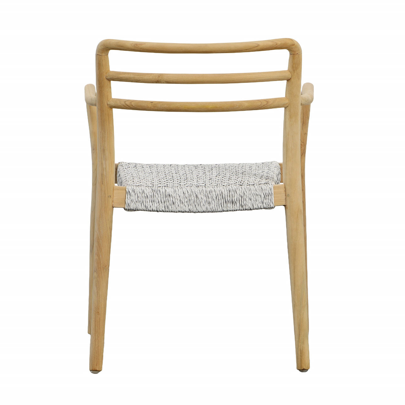 Natural Wood Finish Frame and White Weave Teak Wood with Synthetic Rope Chair 23 in Wide