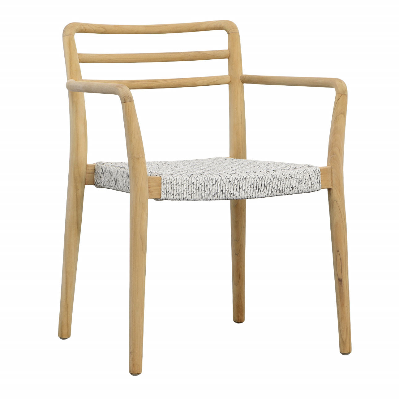 Natural Wood Finish Frame and White Weave Teak Wood with Synthetic Rope Chair 23 in Wide