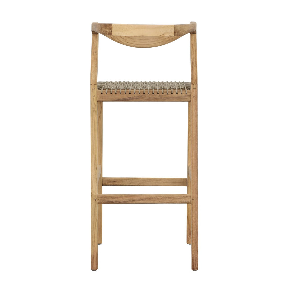 Refined Teak Wood and Synthetic Rope Counter Stool