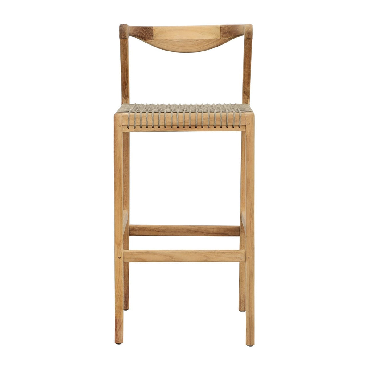 Refined Teak Wood and Synthetic Rope Counter Stool