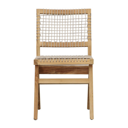 Natural Wood Finish Frame with Taupe Weave Teak Wood Frame and Synthetic Rattan Weaving Chair 18 in Wide