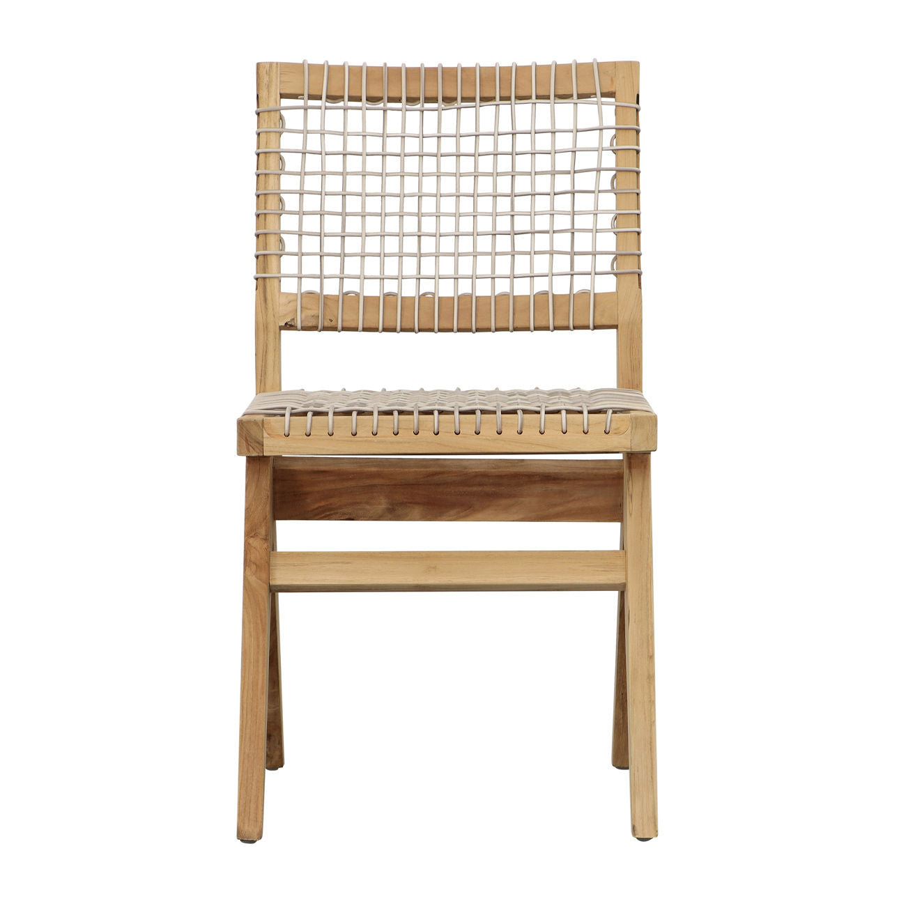 Natural Wood Finish Frame with Taupe Weave Teak Wood Frame and Synthetic Rattan Weaving Chair 18 in Wide