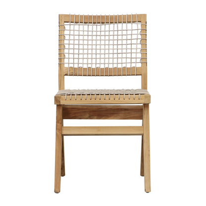 Natural Wood Finish Frame with Taupe Weave Teak Wood Frame and Synthetic Rattan Weaving Chair 18 in Wide