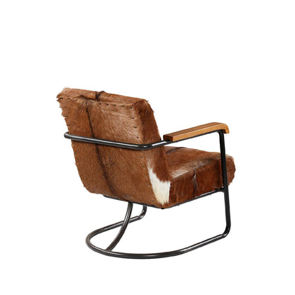 Antique Black Frame with Brown Hide Steel Frame with Cow Hide Upholstery Chair 24 in Wide