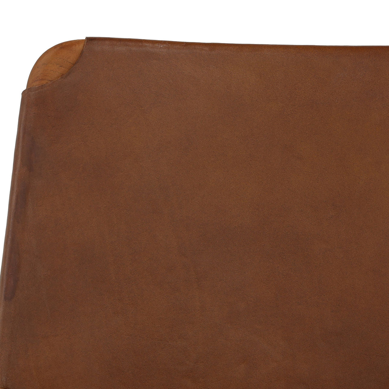 Brown and Natural Leather and Teak Wood Chair 25.5 in Wide