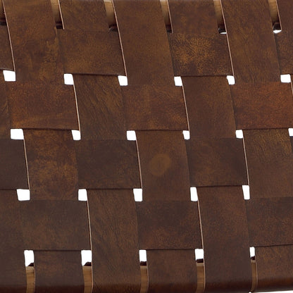 Natural Finish with Brown Leather Teak Wood and Full Grain Leather Chair 27.5 in Wide