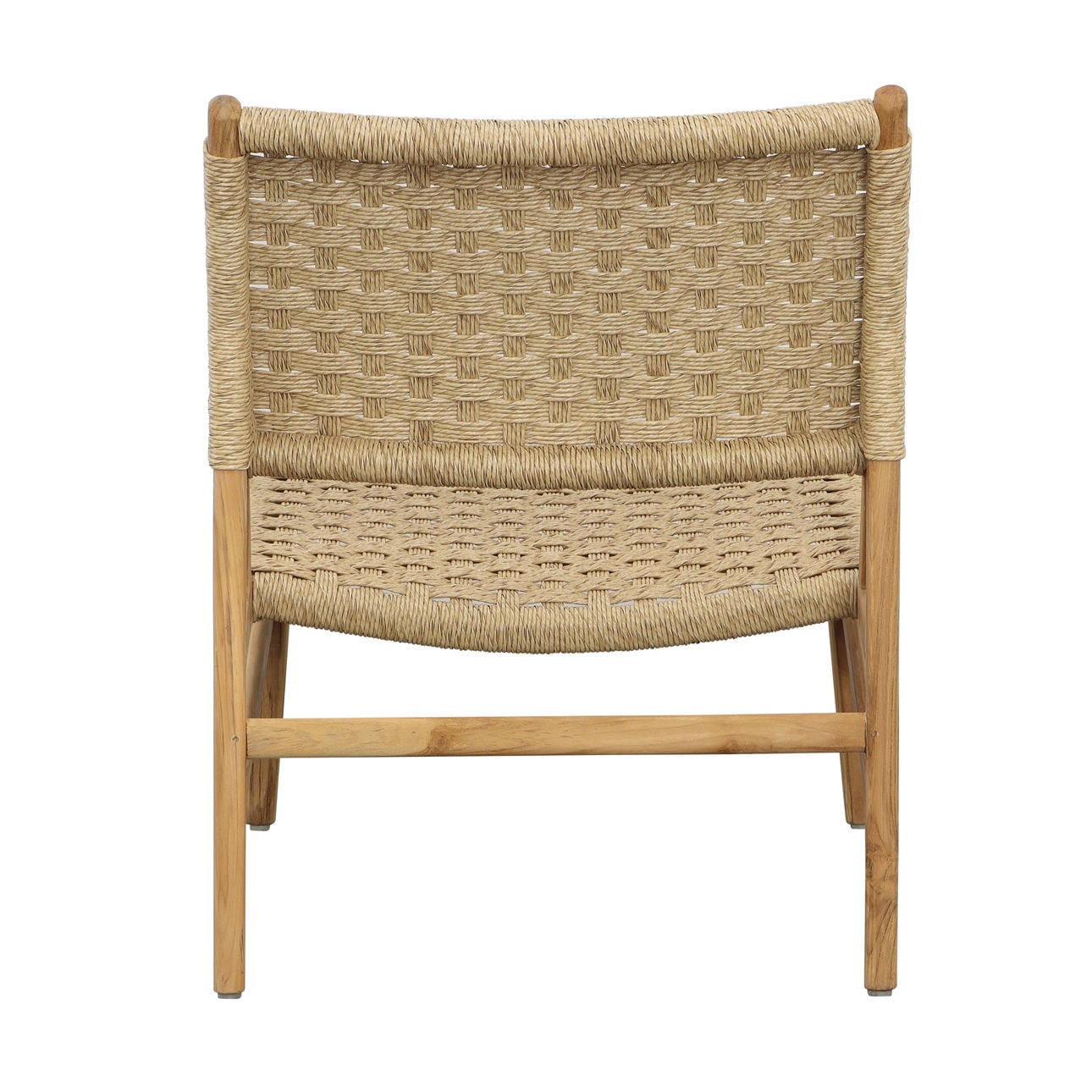 Natural Teak Wood and Synthetic Rattan Chair 25.5 in Wide