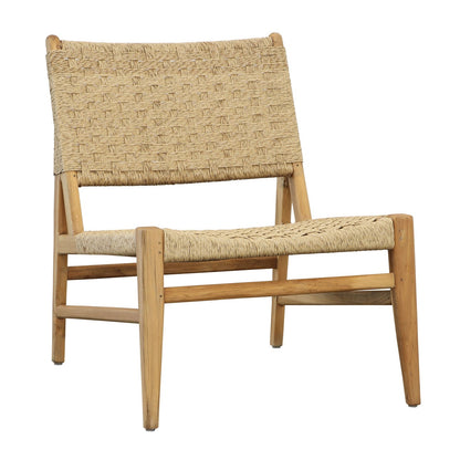 Natural Teak Wood and Synthetic Rattan Chair 25.5 in Wide