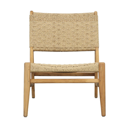 Natural Teak Wood and Synthetic Rattan Chair 25.5 in Wide