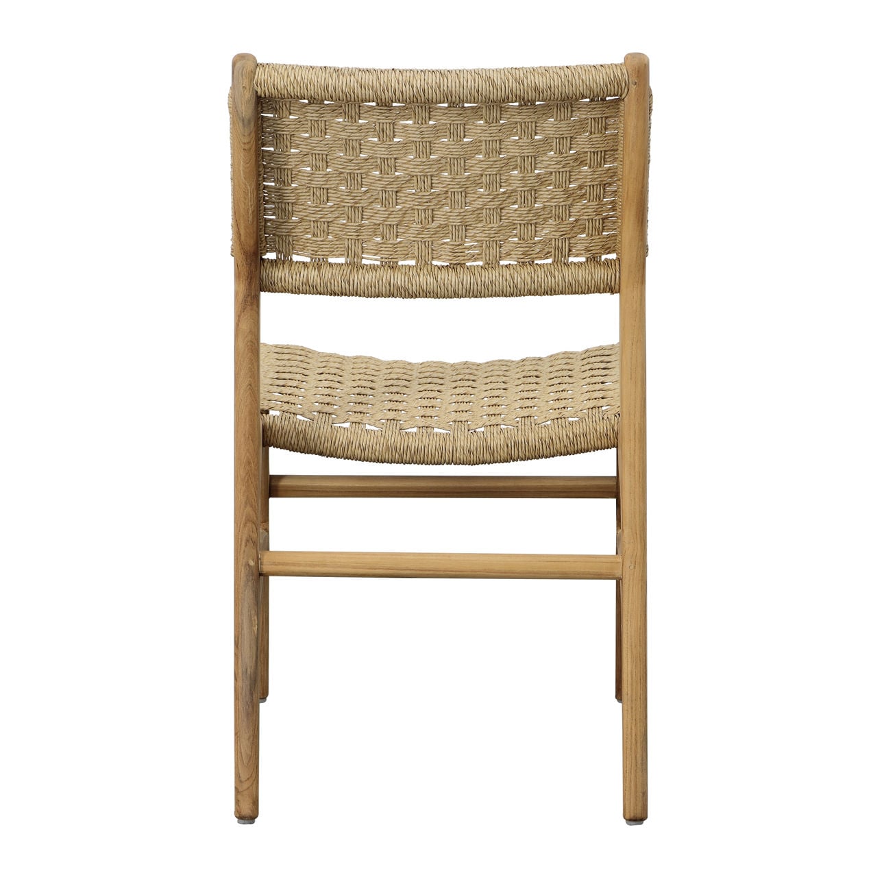 Natural Teak Wood and Synthetic Rattan Chair 20.5 in Wide