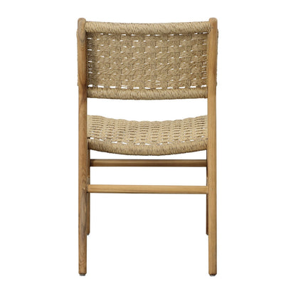 Natural Teak Wood and Synthetic Rattan Chair 20.5 in Wide