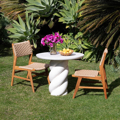 Natural Teak Wood and Synthetic Rattan Chair 20.5 in Wide