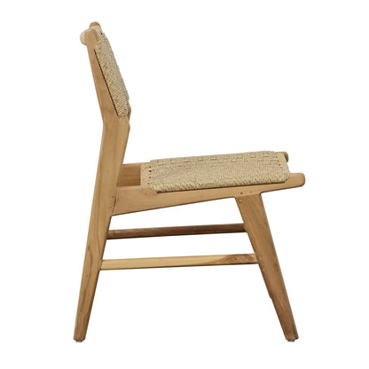 Natural Teak Wood and Synthetic Rattan Chair 20.5 in Wide