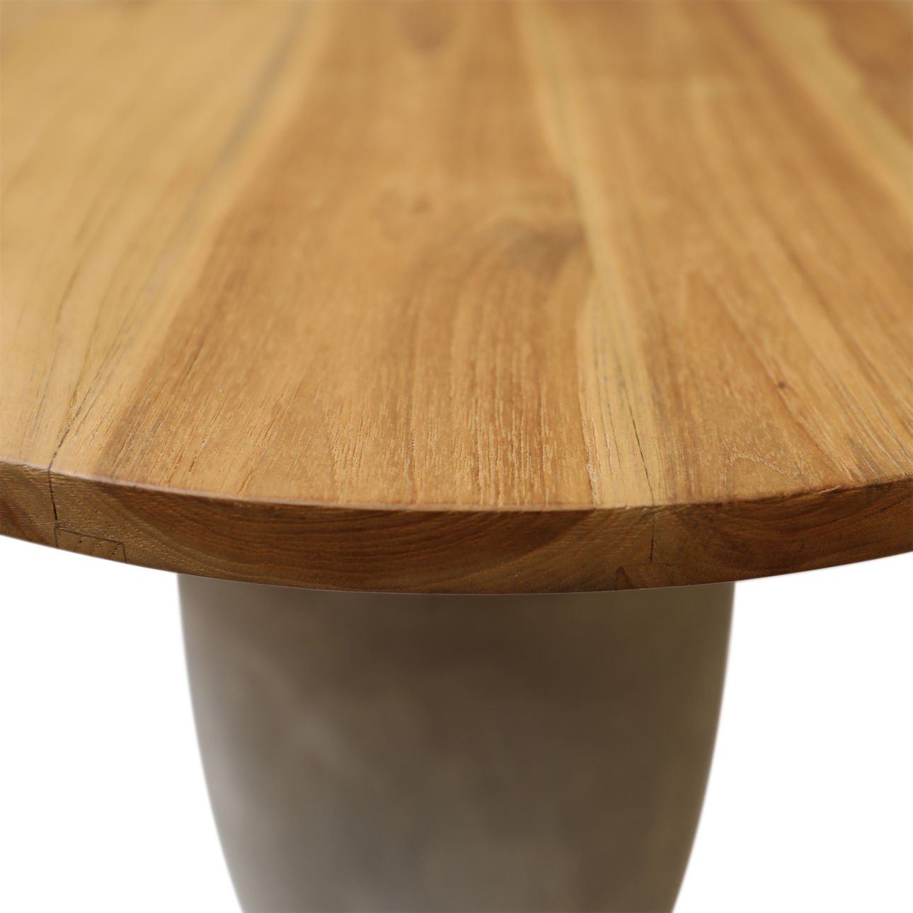 Natural Wood and Grey Concrete Finish Lightweight Concrete and Teak Wood Top Table 19.5 in Wide
