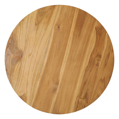 Natural Wood and Grey Concrete Finish Lightweight Concrete and Teak Wood Top Table 19.5 in Wide