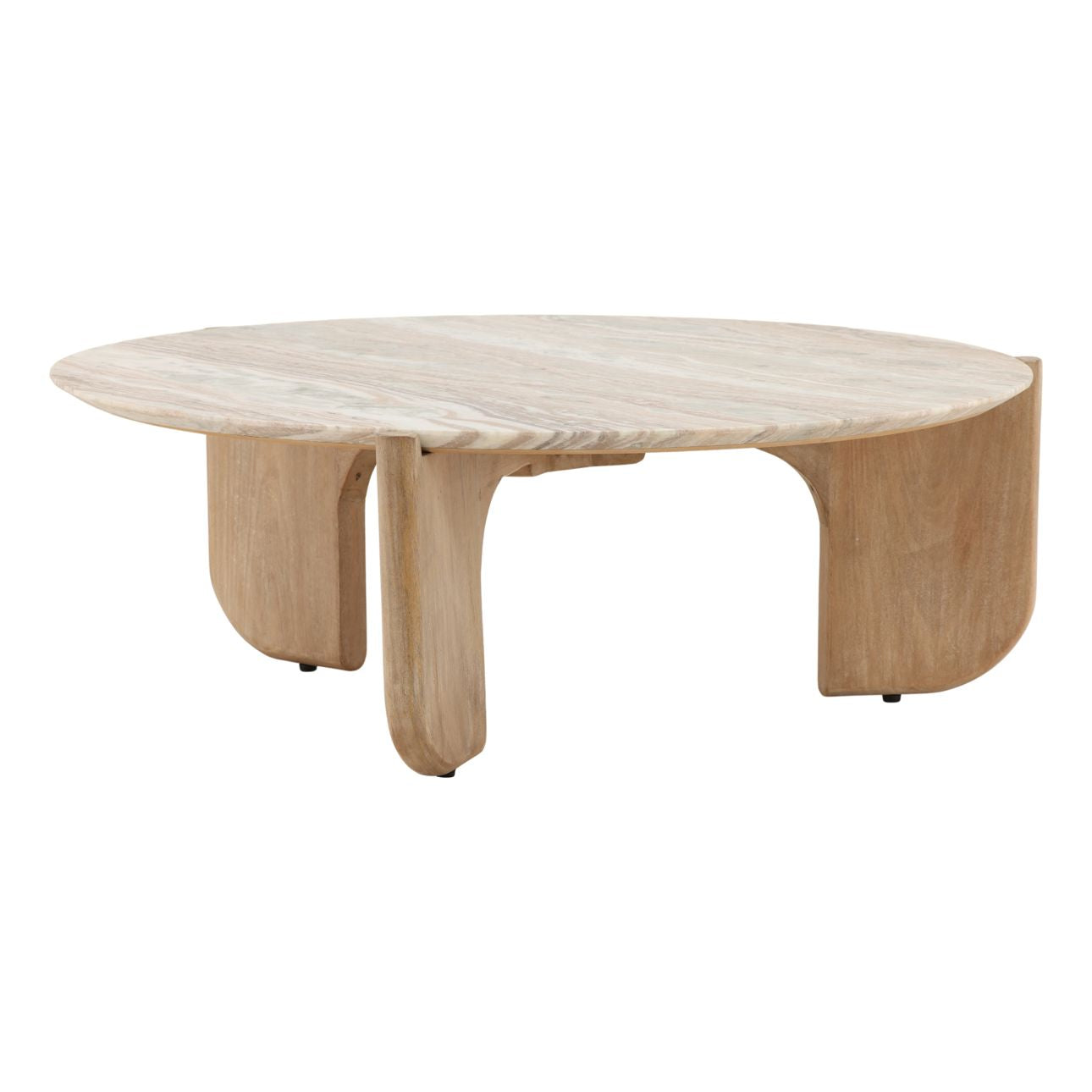 Cream and Natural Roma Stone and Wood Table 40.5 in Wide