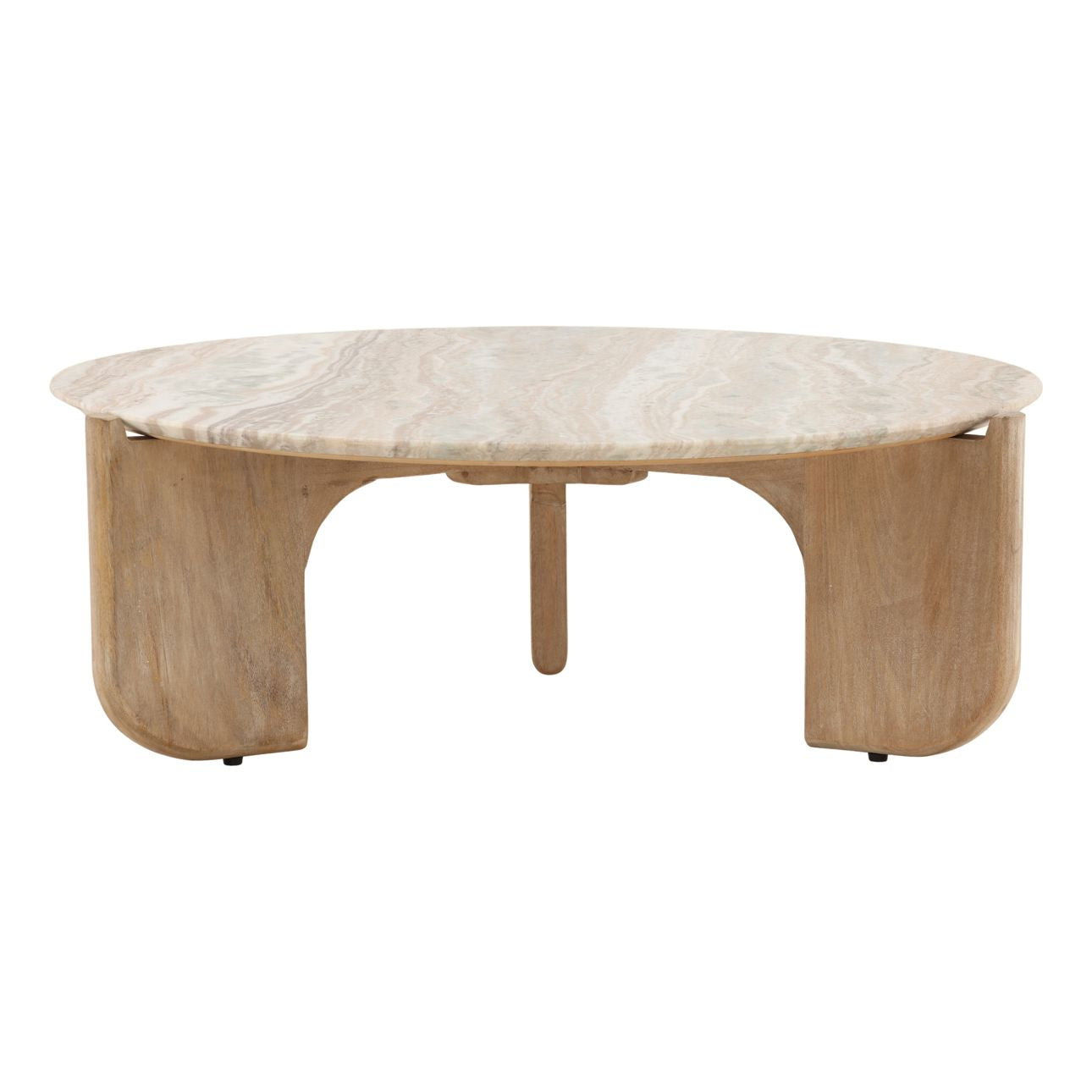 Cream and Natural Roma Stone and Wood Table 40.5 in Wide