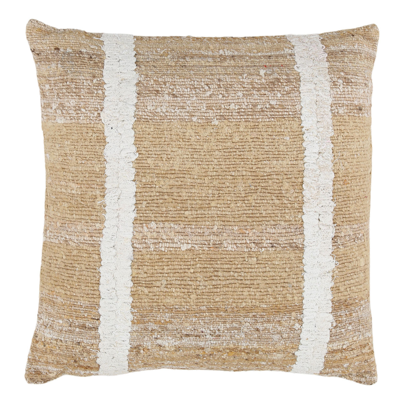 Natural Woven Cotton Silk and Textured Cotton Cover Pillow 23 in Wide