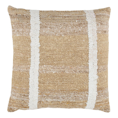 Natural Woven Cotton Silk and Textured Cotton Cover Pillow 23 in Wide