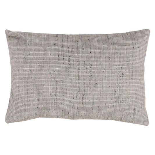 Grey Woven Cotton Viscose and Textured Cotton Cover Pillow 24 in Wide