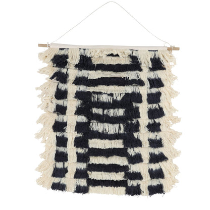 Black and Natural Wool Macrame 36 in Wide