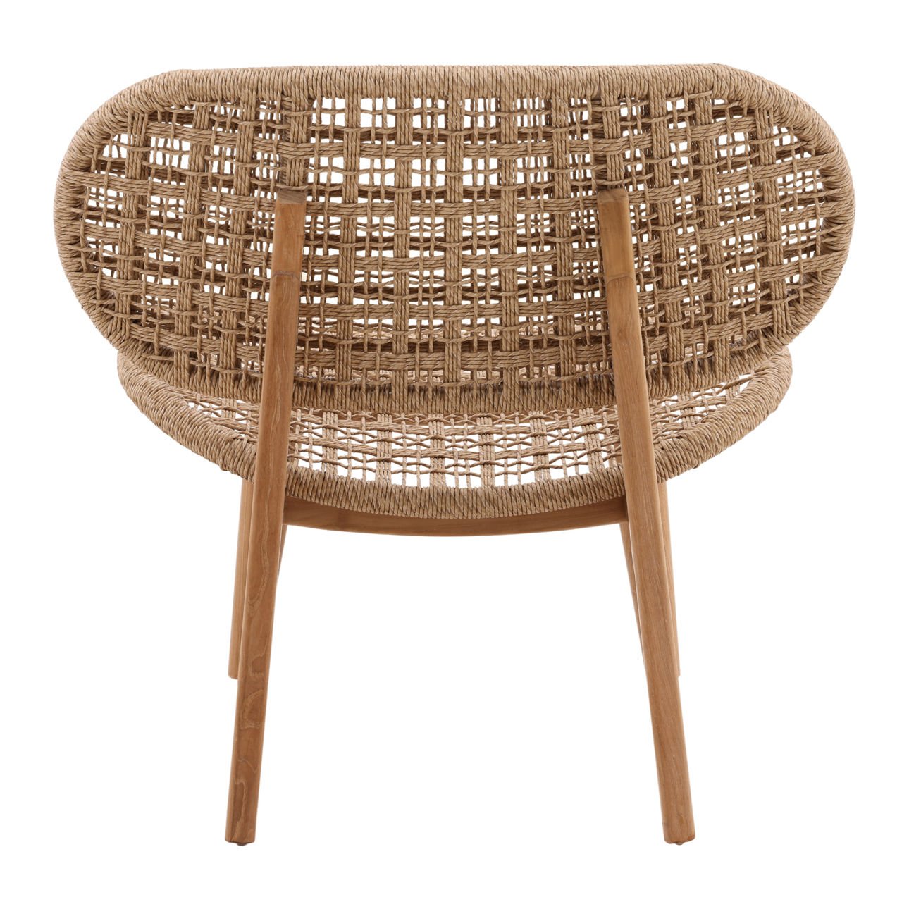 Natural Twisted Synthetic Wicker, Aluminum and Teak Wood Chair 31 in Wide