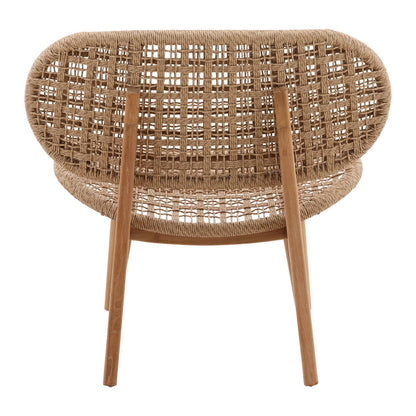 Natural Twisted Synthetic Wicker, Aluminum and Teak Wood Chair 31 in Wide