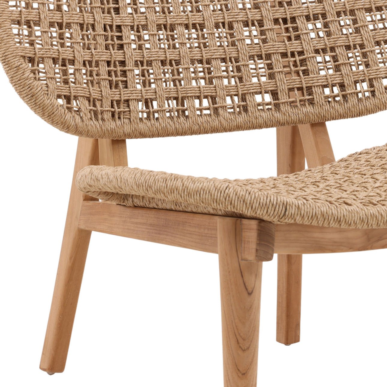 Natural Twisted Synthetic Wicker, Aluminum and Teak Wood Chair 31 in Wide