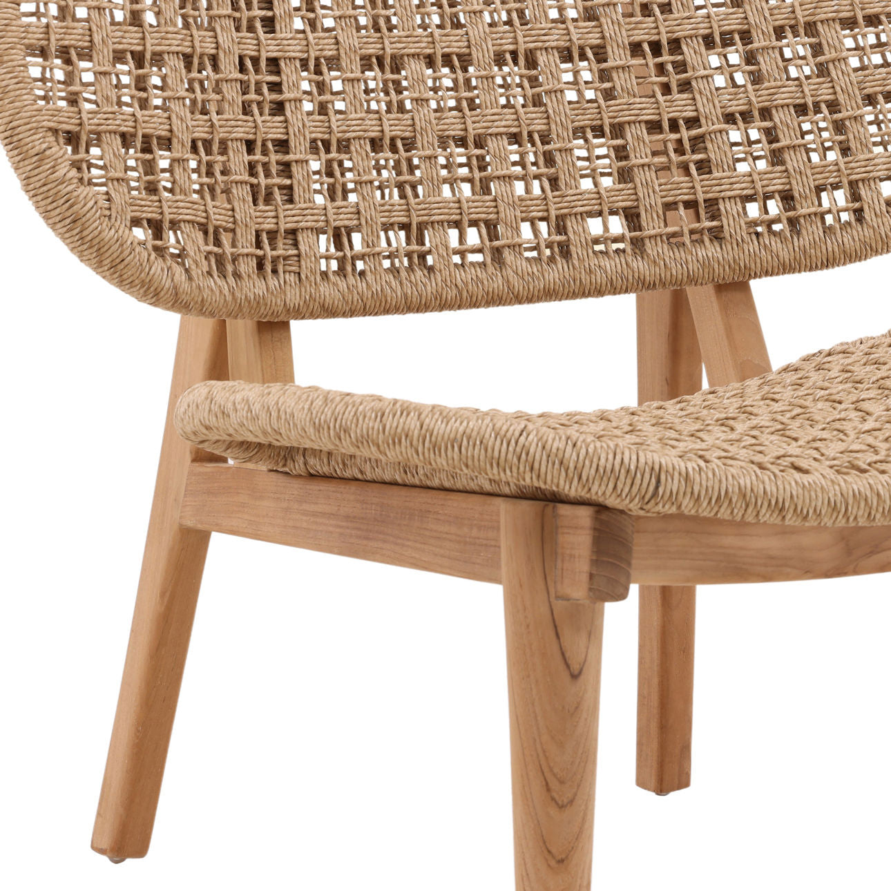 Natural Twisted Synthetic Wicker, Aluminum and Teak Wood Chair 31 in Wide