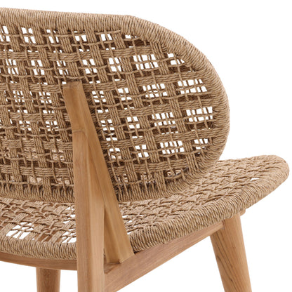 Natural Twisted Synthetic Wicker, Aluminum and Teak Wood Chair 31 in Wide