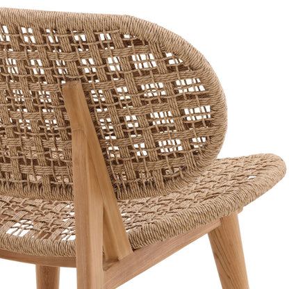 Natural Twisted Synthetic Wicker, Aluminum and Teak Wood Chair 31 in Wide
