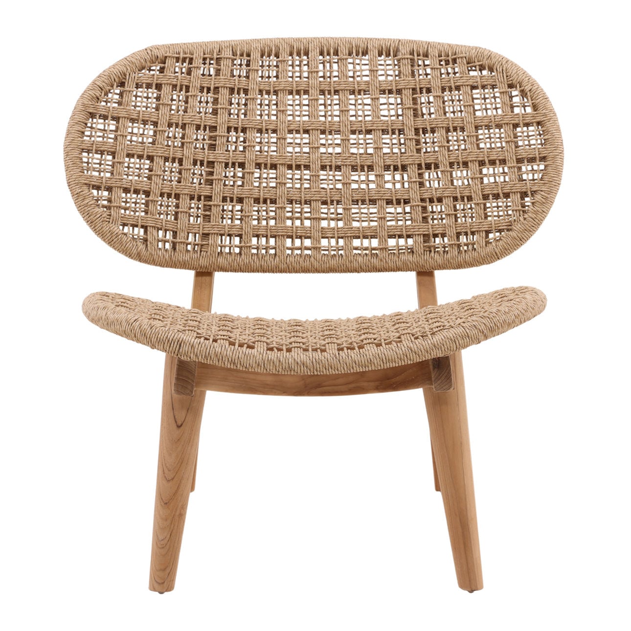 Natural Twisted Synthetic Wicker, Aluminum and Teak Wood Chair 31 in Wide