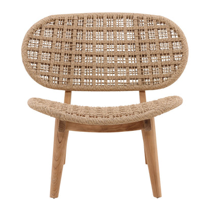 Natural Twisted Synthetic Wicker, Aluminum and Teak Wood Chair 31 in Wide