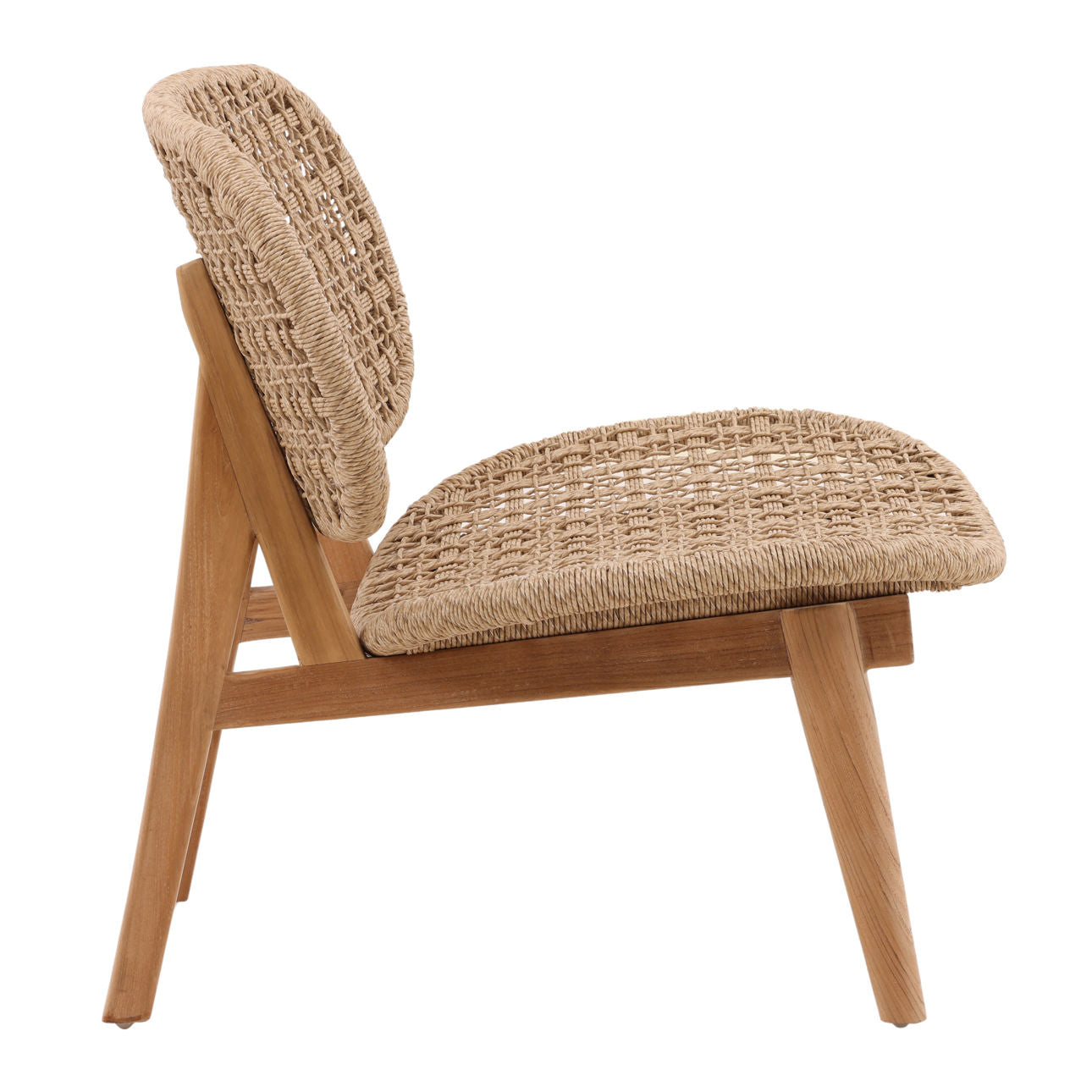 Natural Twisted Synthetic Wicker, Aluminum and Teak Wood Chair 31 in Wide