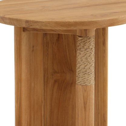Natural Teak Wood and Twisted Synthetic Wicker Table 20 in Wide