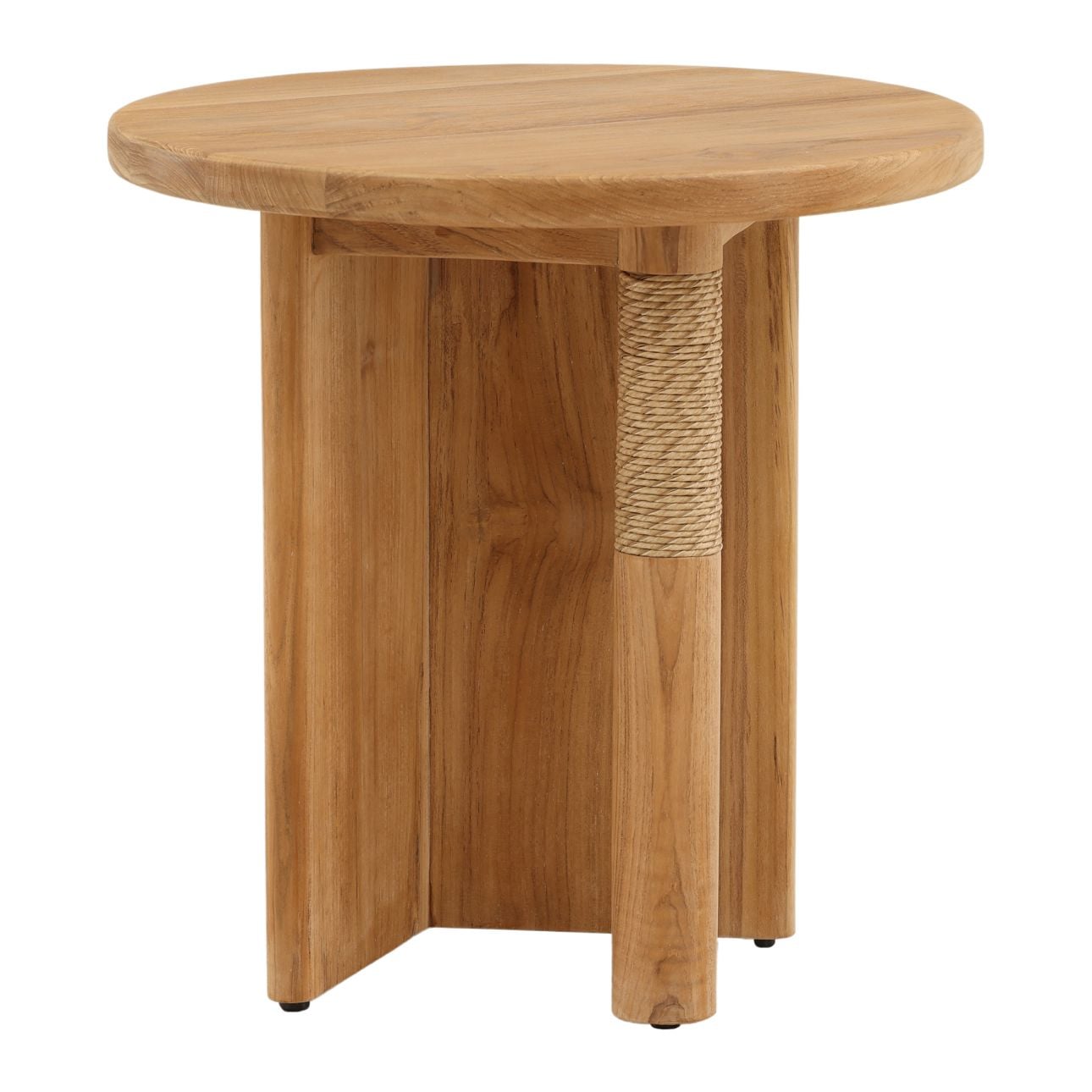 Natural Teak Wood and Twisted Synthetic Wicker Table 20 in Wide