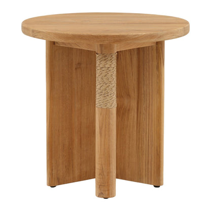 Natural Teak Wood and Twisted Synthetic Wicker Table 20 in Wide