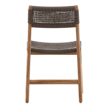 Curated Braided Synthetic Wicker and Teak Wood Dining Chair