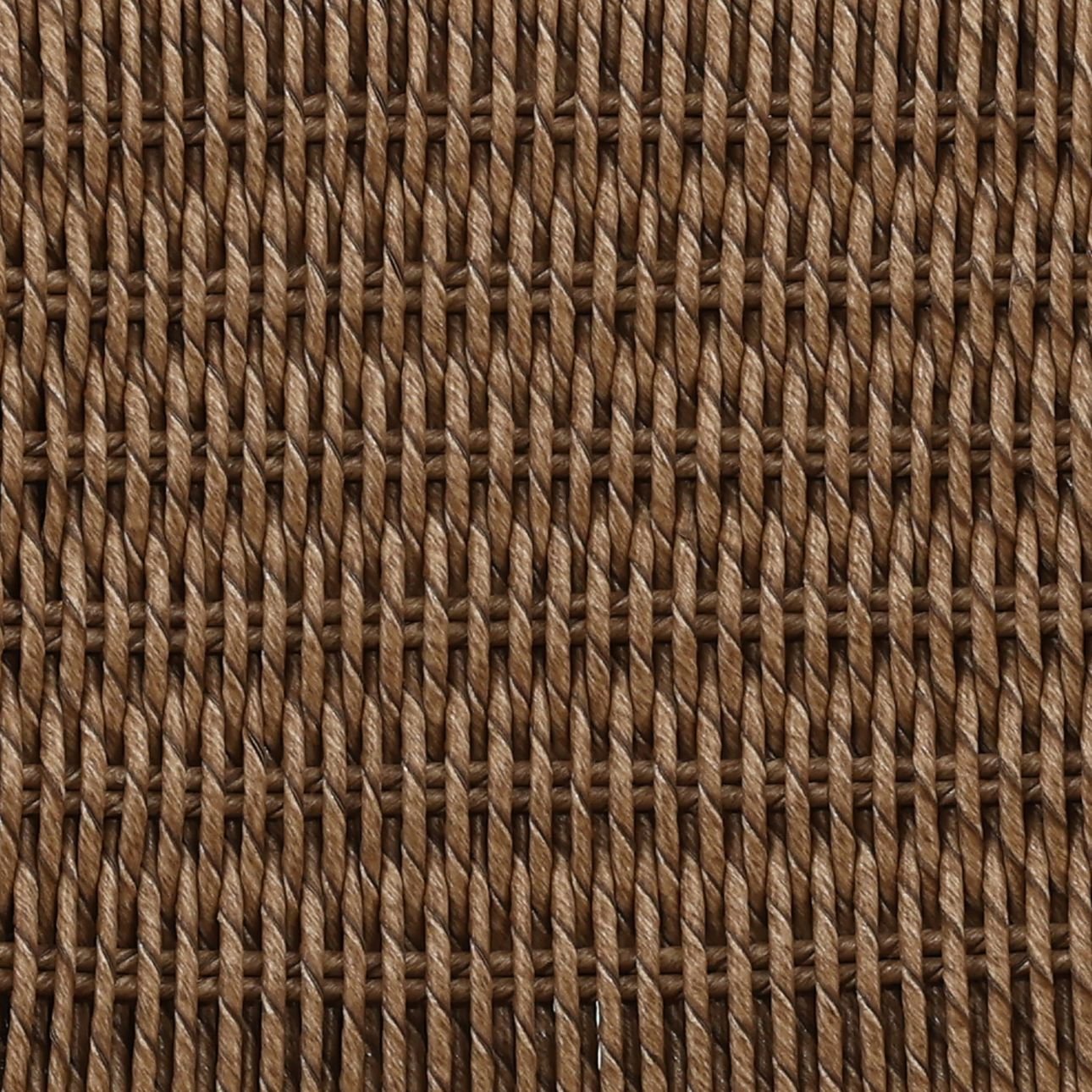 Light Brown and Natural Twisted Synthetic Wicker, Aluminum and Teak Wood Stool 18.5 in Wide
