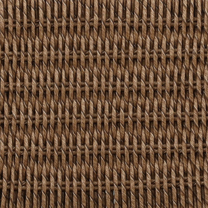 Light Brown and Natural Twisted Synthetic Wicker, Aluminum and Teak Wood Stool 18.5 in Wide