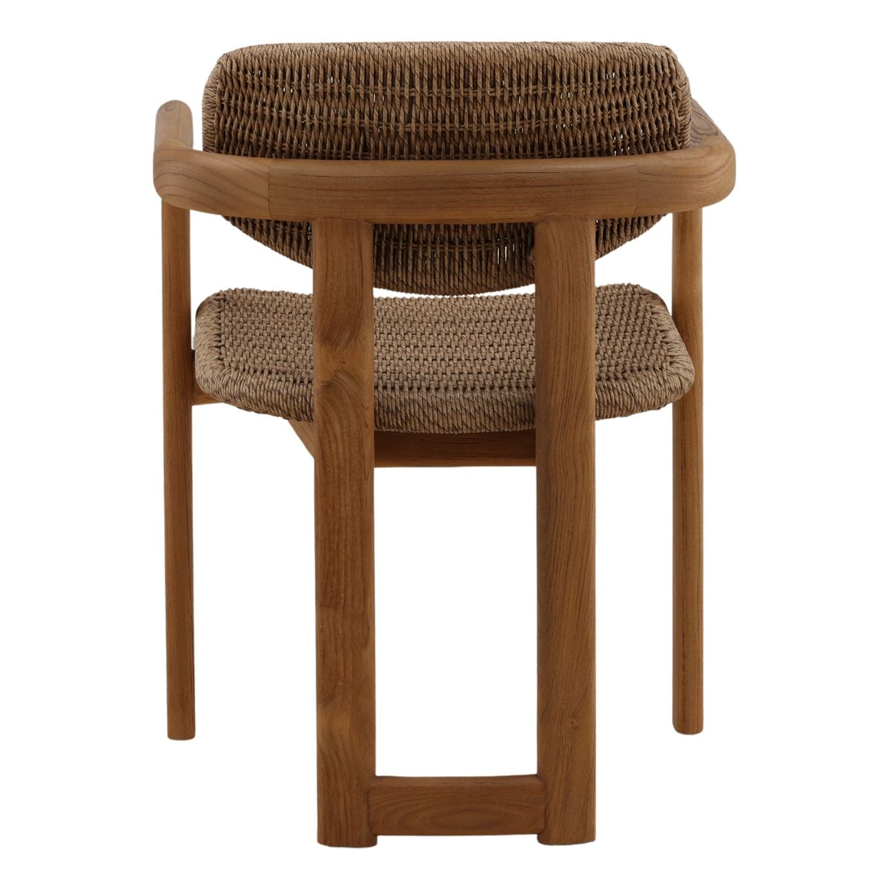Light Brown Twisted Synthetic Wicker, Aluminum and Teak Wood Chair 22 in Wide