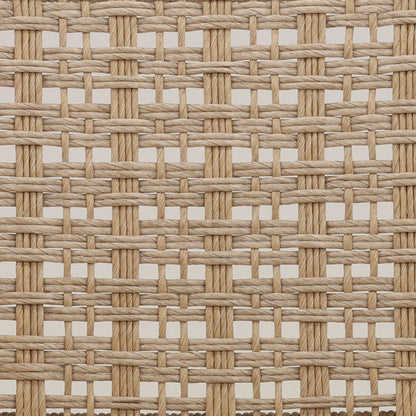 Sand, Beige, and Natural Olefin Fabric, Twisted Synthetic Wicker and Teak Wood Chair 22.5 in Wide