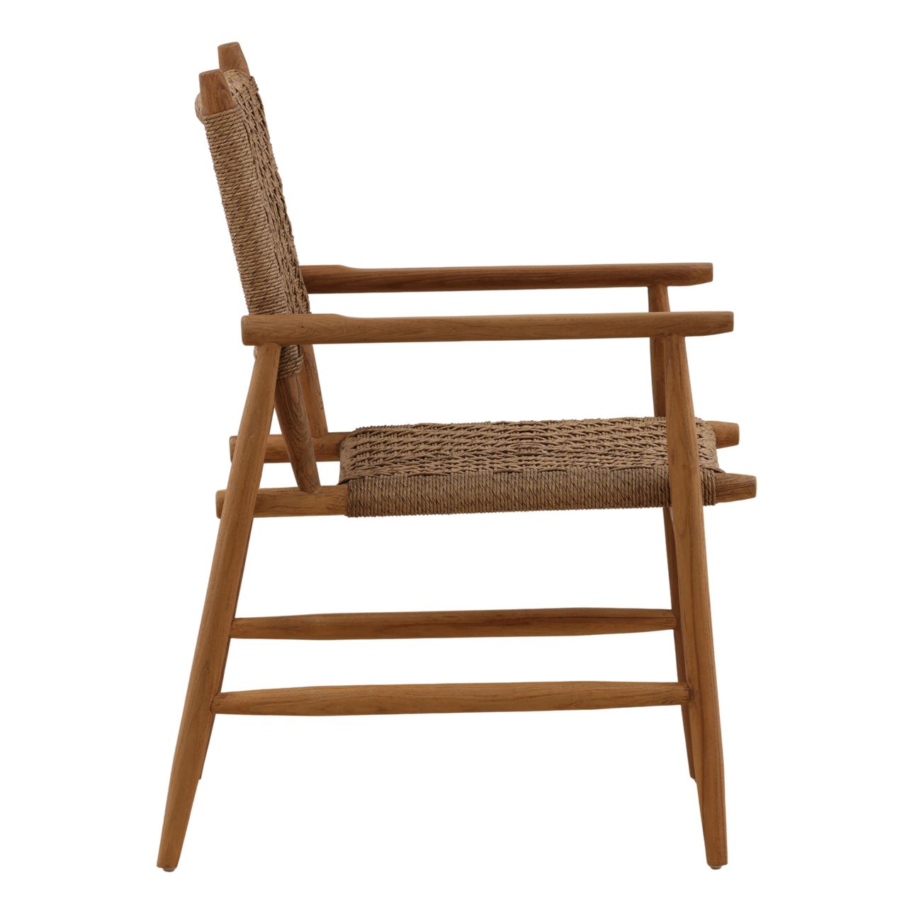 Light Brown Twisted Synthetic Wicker and Teak Wood Chair 21.5 in Wide
