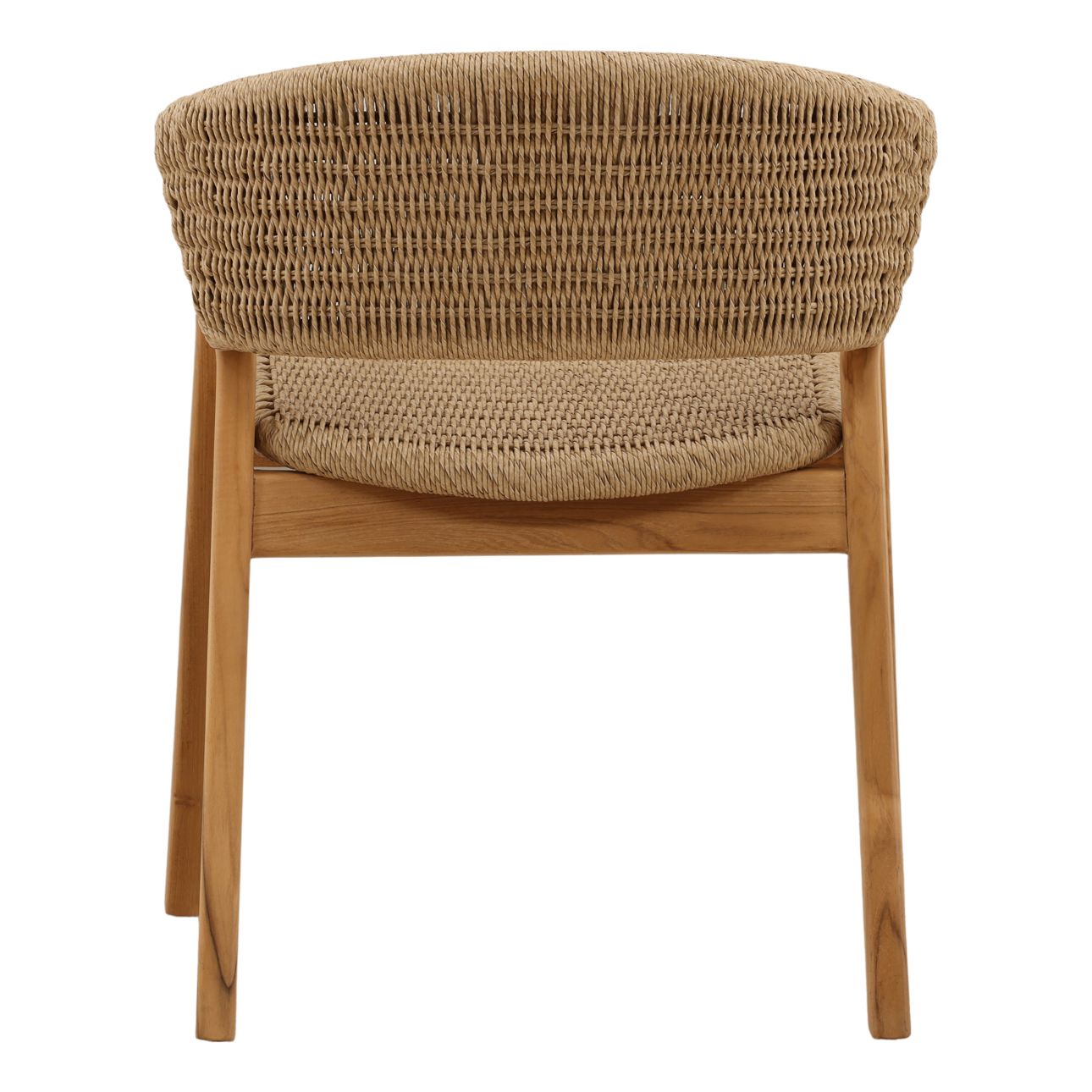 Natural Twisted Synthetic Wicker, Aluminum and Teak Wood Chair 24 in Wide