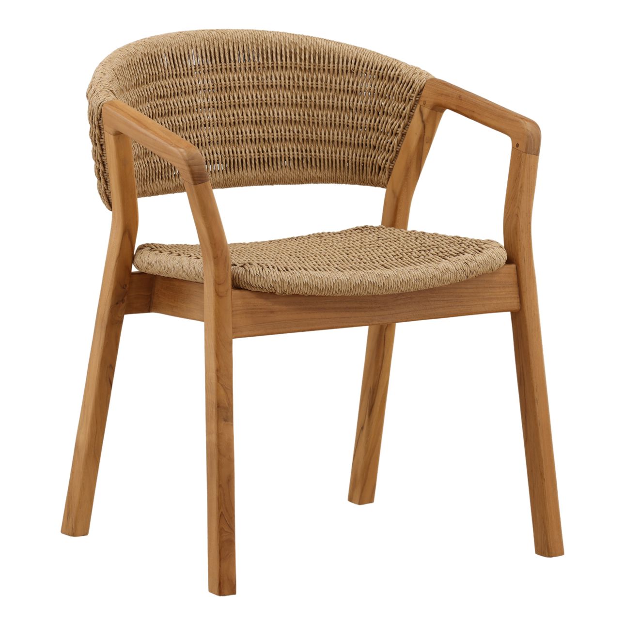 Natural Twisted Synthetic Wicker, Aluminum and Teak Wood Chair 24 in Wide