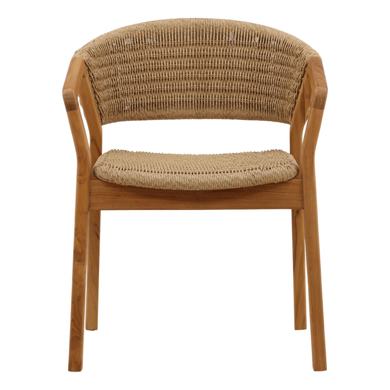 Natural Twisted Synthetic Wicker, Aluminum and Teak Wood Chair 24 in Wide