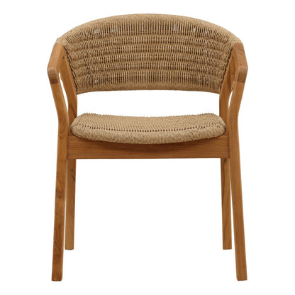 Natural Twisted Synthetic Wicker, Aluminum and Teak Wood Chair 24 in Wide