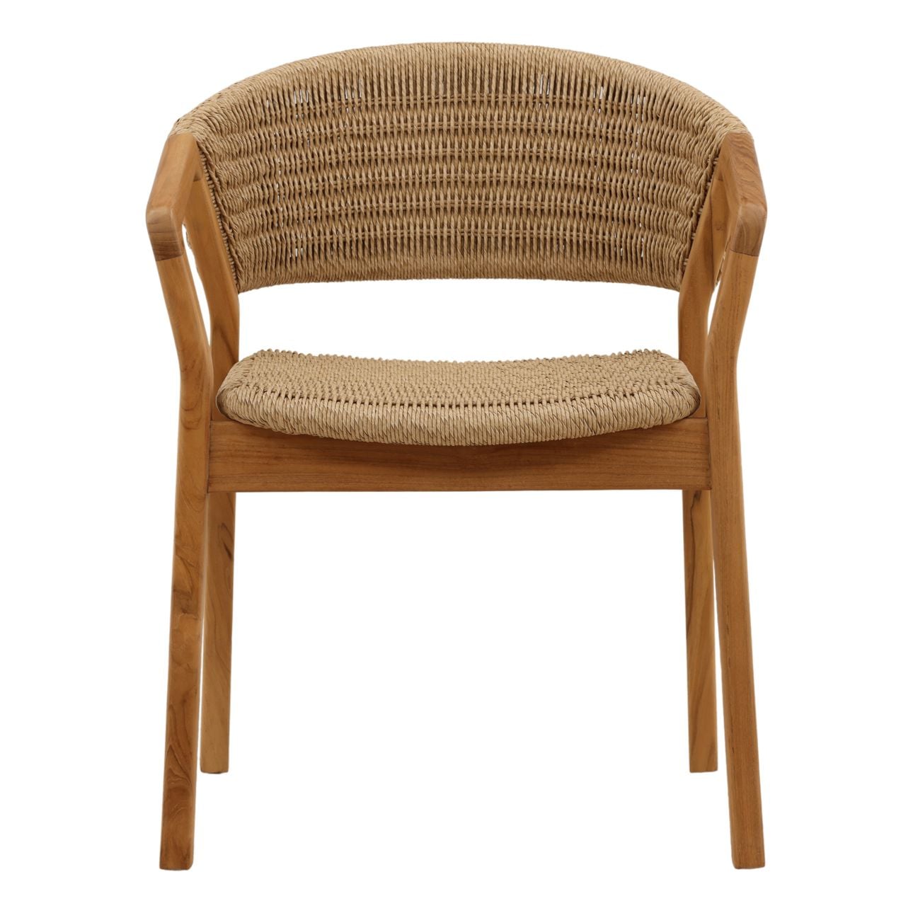 Natural Twisted Synthetic Wicker, Aluminum and Teak Wood Chair 24 in Wide