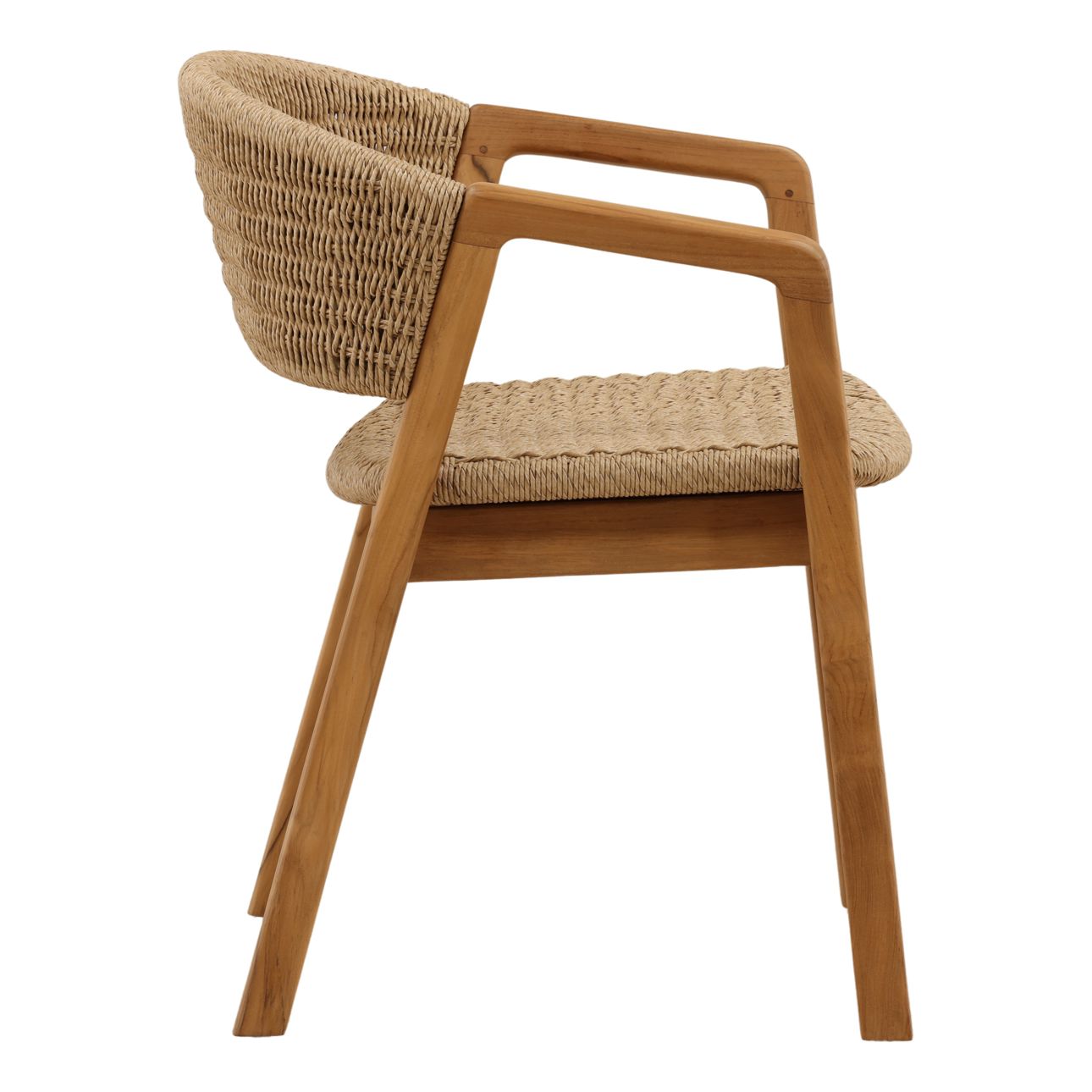 Natural Twisted Synthetic Wicker, Aluminum and Teak Wood Chair 24 in Wide