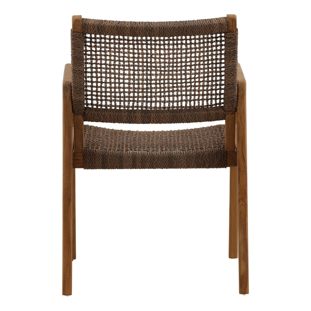 Elevated Braided Synthetic Wicker and Teak Wood Dining Chair